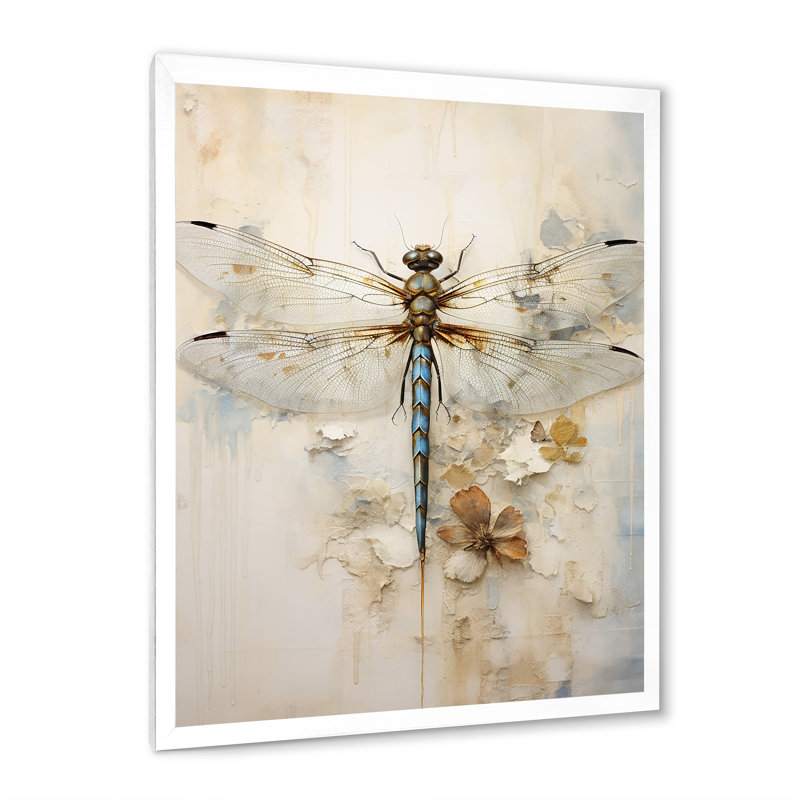 Dragonfly Delight III On Canvas Print, 40" H x 30" W x 1.5" D, White Single Picture Framed