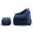Compression 38.5" W Soft Teddy Fabric Foam Filled Bean Bag Chair With Ottoman-2115537695