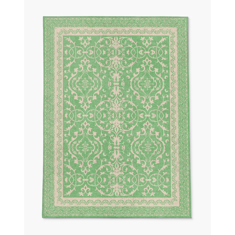 Tapis de chaise rectangulaire à poils courts Rao, L 48 po x L 72 po, Menthe