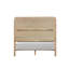 Lit très grand avec tête de lit matelassée, finition naturelle et style transitionnel, fabriqué en bois d'ingénierie en bois d'hévéa massif pour cadre de chambre à coucher en bois d'hévéa, placage de manguier