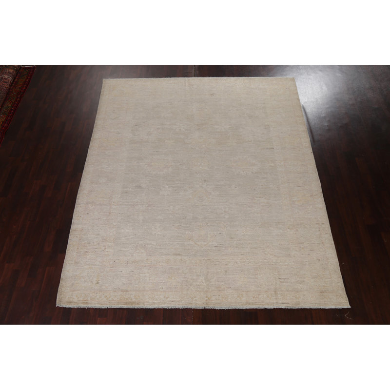 Tapis brun noué à la main de conception unique 9 pi x 10 pi 6 po