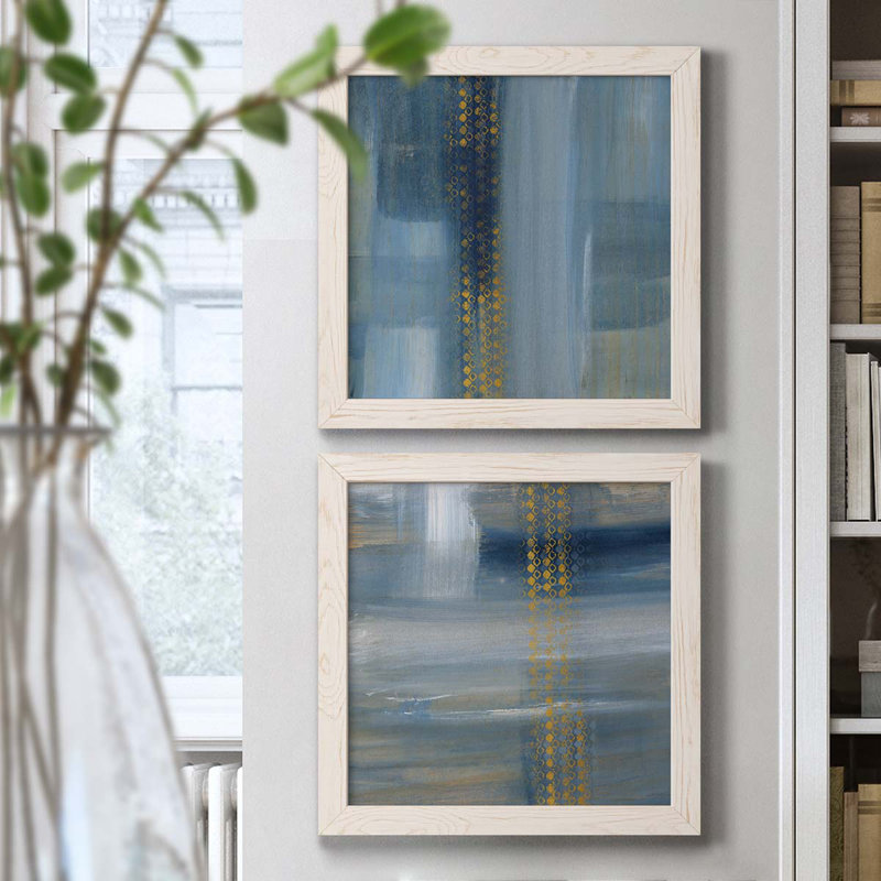 «Touching the Sky I», ensemble de 2 peintures sur toile encadrées, H 17 po x l 34 po x P 1,5 po, Cadre blanc