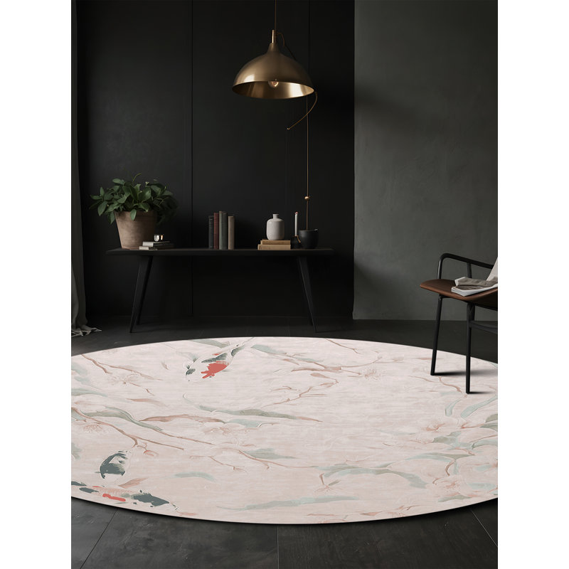 Tapis gris soyeux et moelleux, Rond 5 pi