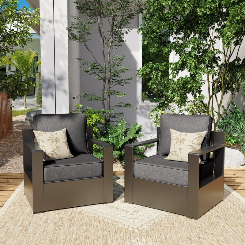 Patio Chair with Cushions, Gray