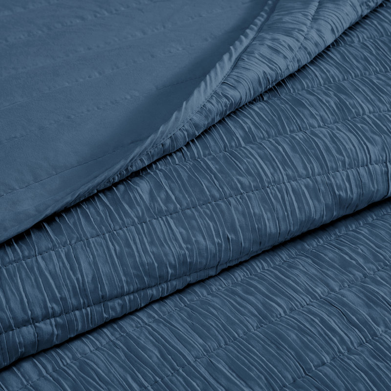 Ensemble de courtepointe en microfibre délavée 3 pièces Swift Home, Marine, Courtepointe double/grand et 2 taies décoratives 