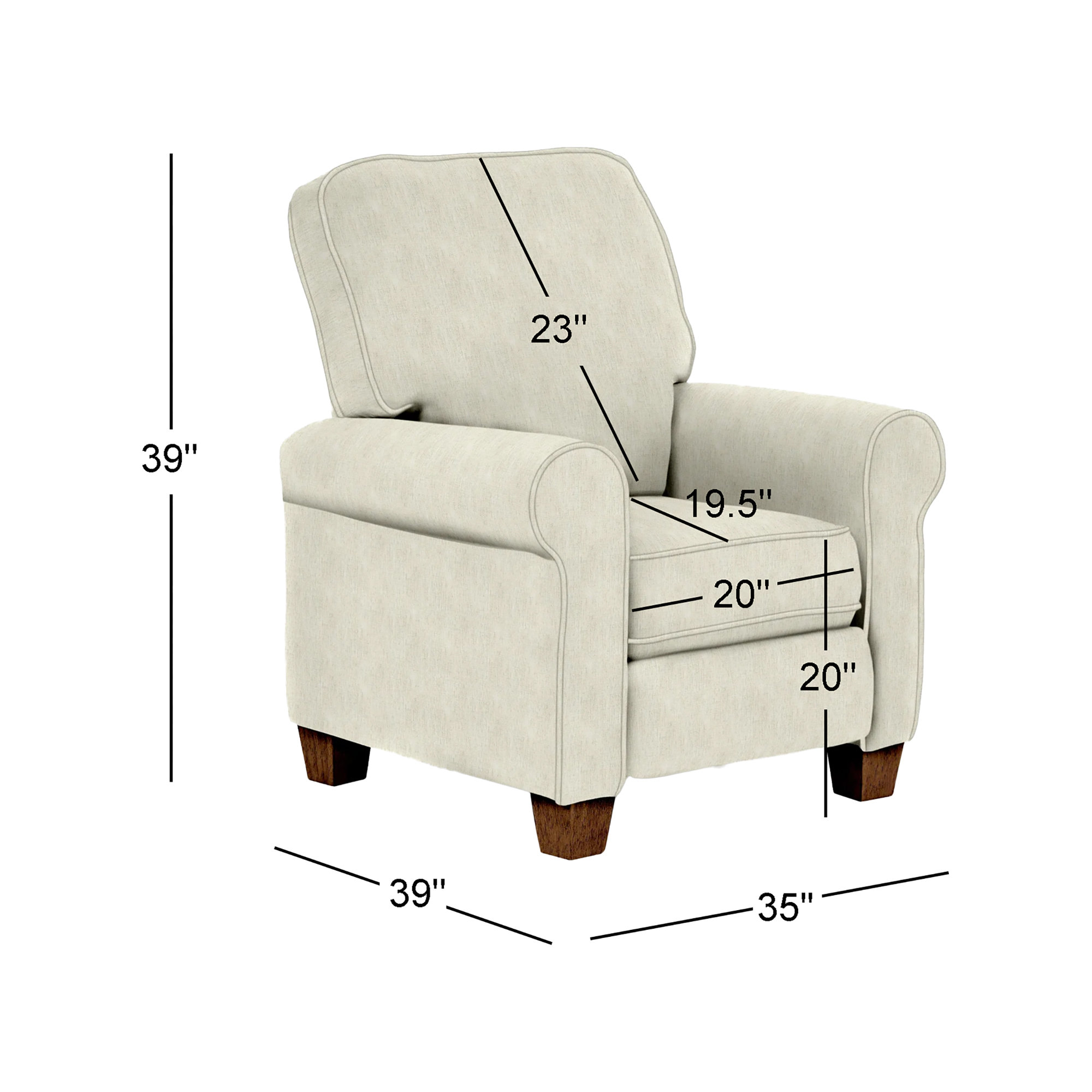 Recliner, Dark Walnut, Tusk Beige Performance