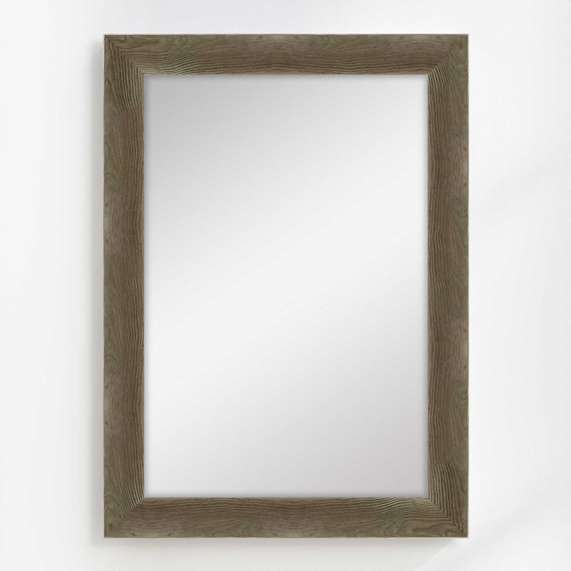Arber Solid Wood Flat Mirror, Soft Gray, 43" x 31"