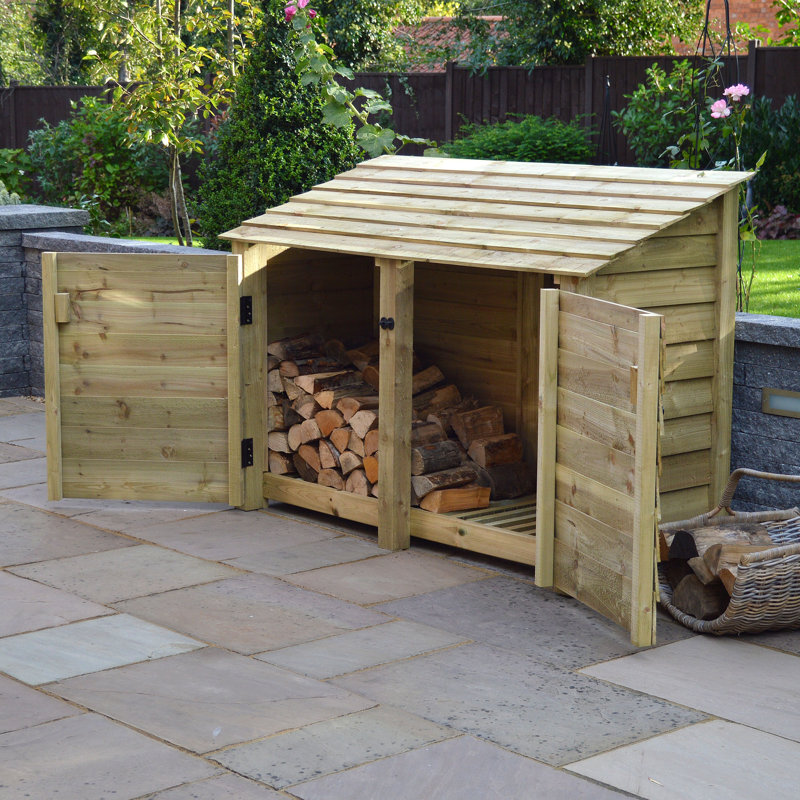 Tappahannock 180cm W x 80cm D Wood Log Store, Light Green