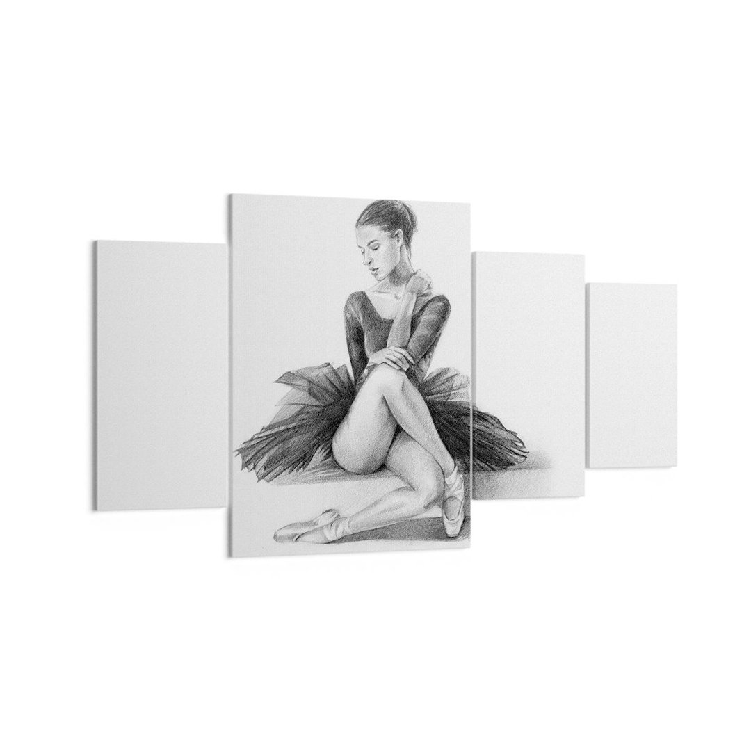 4-tlg. Leinwandbilder-Set Ballerina Drawing Pencil