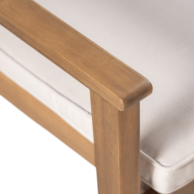 Ensemble de 2 chaises de patio en bois d'acacia robuste, siège imperméable et confortable, capacité de 400 lb, Brun