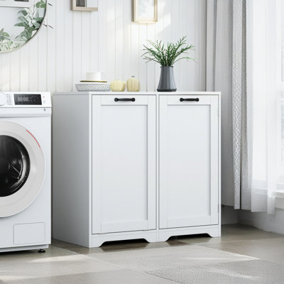 Armoire de buanderie autoportante avec panier et tablette