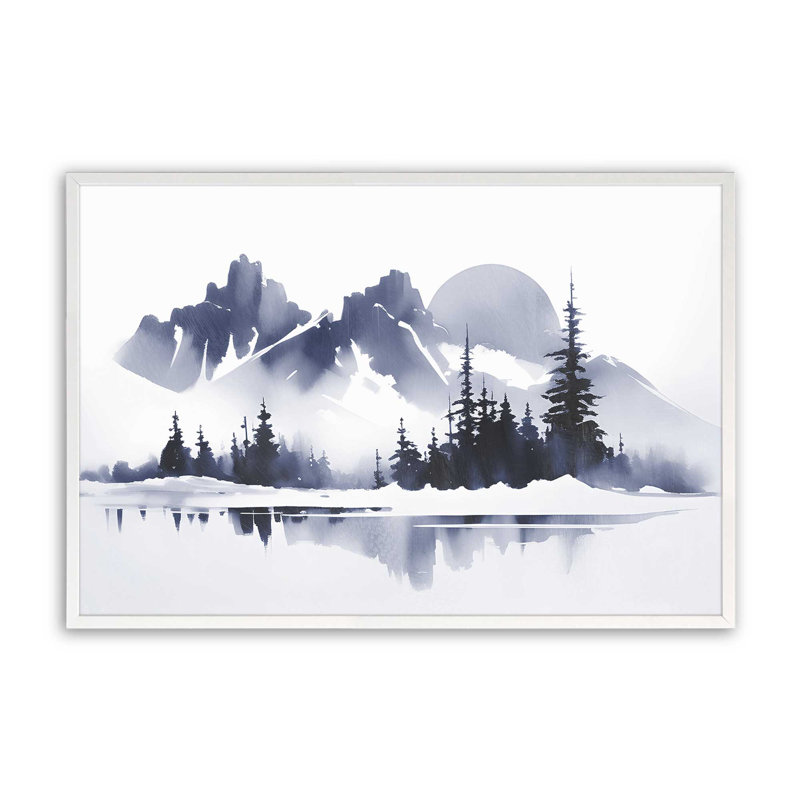 Imprimé Moonlit Mountain Majesty, Cadre photo blanc, H 19 po x l 25 po