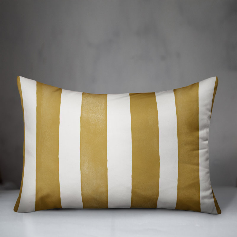 Striped Outdoor Throw Pillow, Yellow