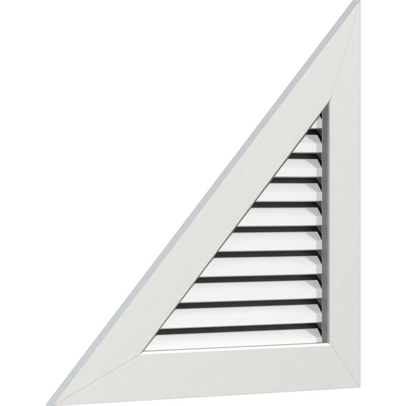 Triangle droit en PVC - conduit à pignon gauche avec cadre plat blanc, H 15,625 po x l 37,5 po x P 3 po