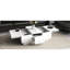 Table basse blanche avec rangement caché et tiroir coulissant avec 2 tiroirs de rangement modernes, librement extensibles pour l'espace de vie