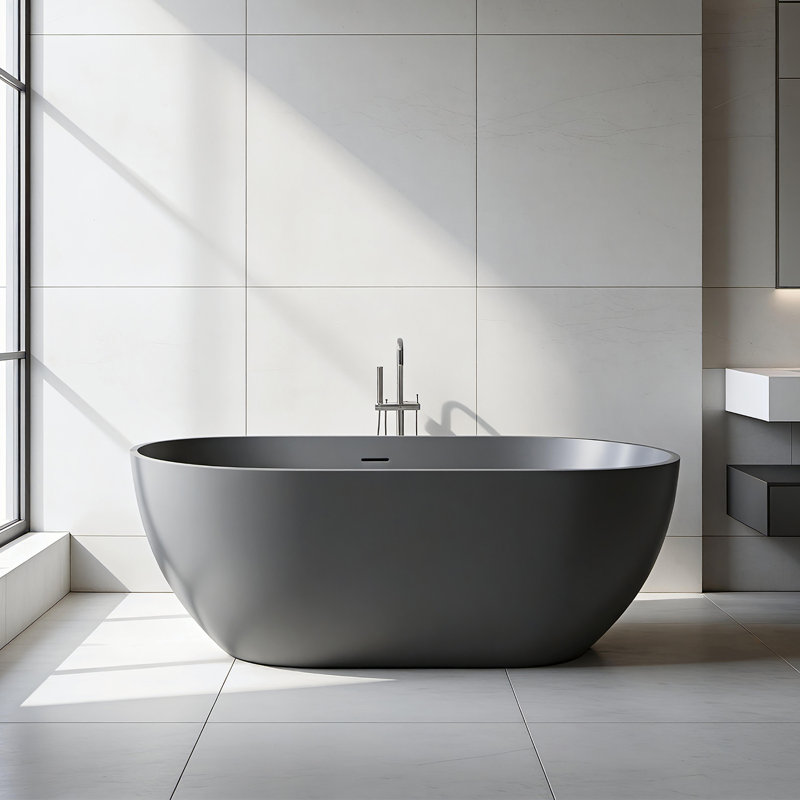Baignoire autoportante 59 po, Gris mat
