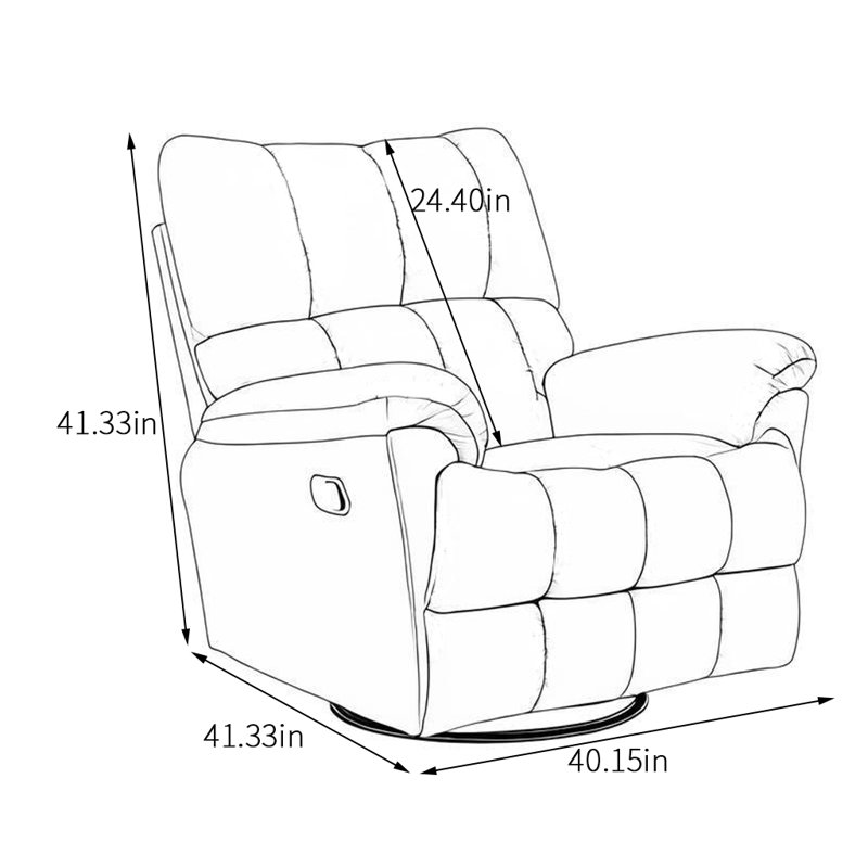 Eco-Leather Recliner With High Resilience Swivel Recliner, Orange