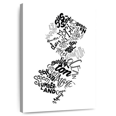 Aliaz New Jersey Map Typography
