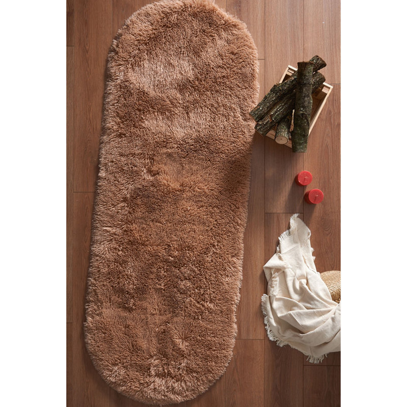 Tapis brun uni en acrylique tissé à plat de couleur unie Datreon, Tapis de couloir 2 pi 4 po x 6 pi 7 po