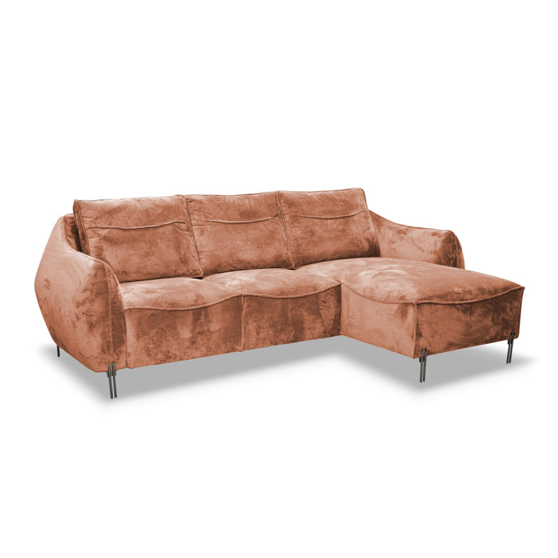Adly 3 Seater Fabric Sofa & Chaise, Left Hand Facing, Carrot