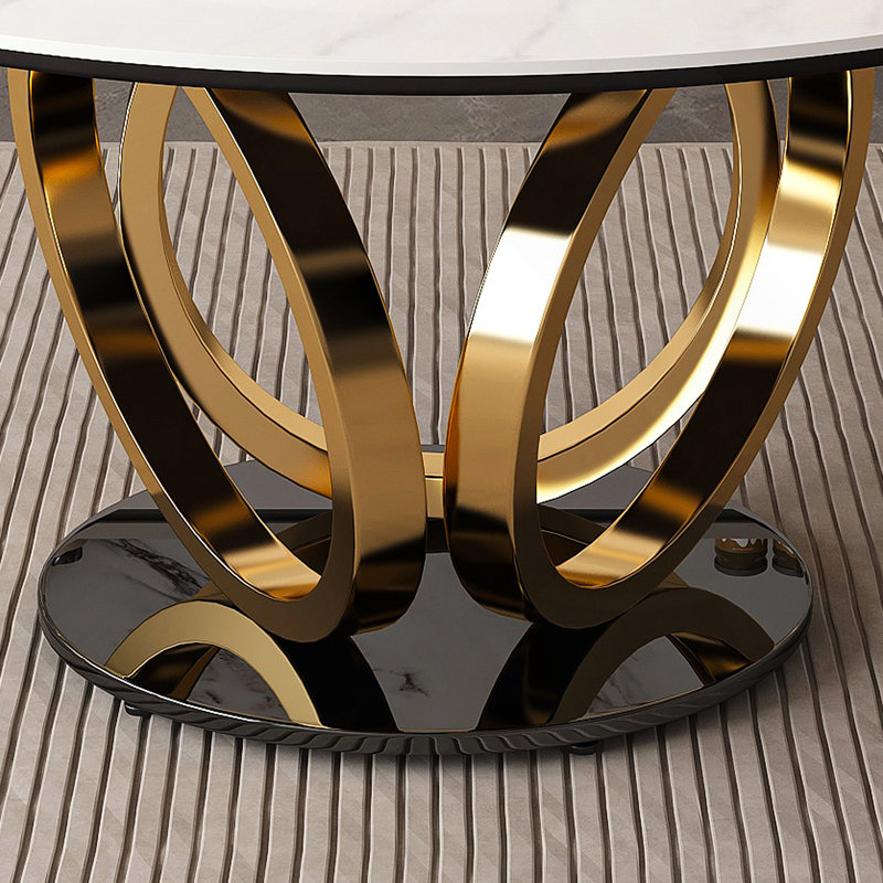 Table de salle à manger ronde 53 po 53 po avec plateau tournant à 360 ° lisse et résistant aux taches et à la chaleur, design minimaliste moderne pour la salle à manger, espace compact (4 chaises)