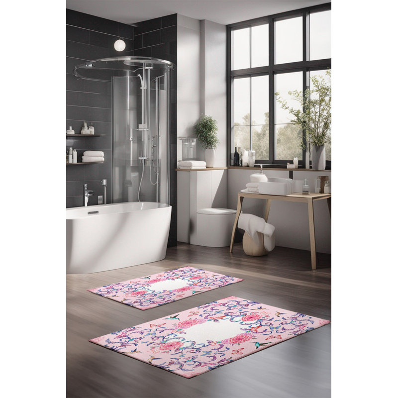 Eakly Luxury Bathmat Set (2 Pieces), 100% Polyester, 16.0 x 23.6 inches & 23.6 x 39.4 inches | Non-Slip Antibacterial Design, 0.3 in Pile Height | Machine Washable, Durable & Easy to Clean | Ideal for Bathroom Décor