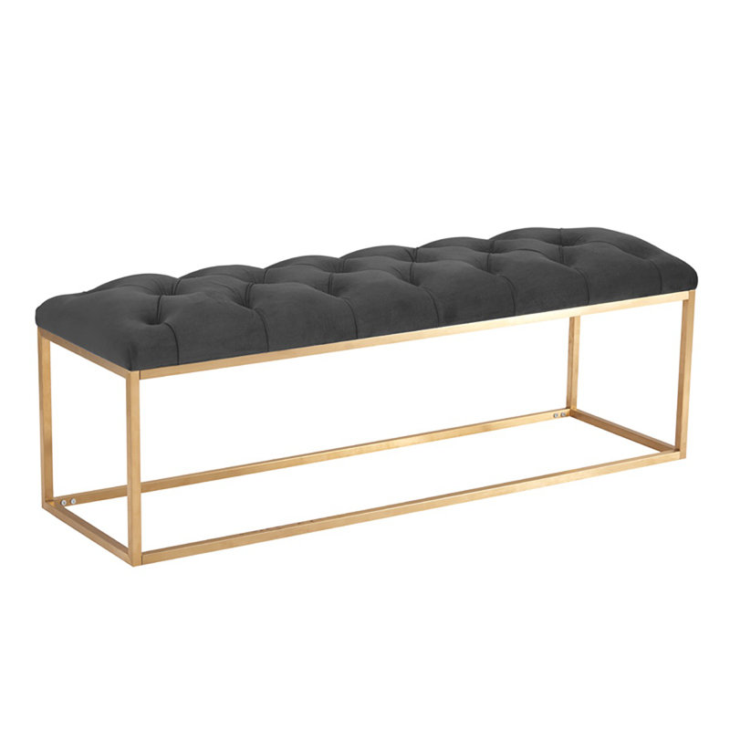Velvet Upholstered Bench, Black