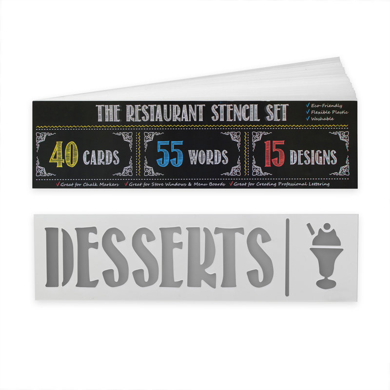 Plastic Reusable Restaurant Stencil Set With Title Words
