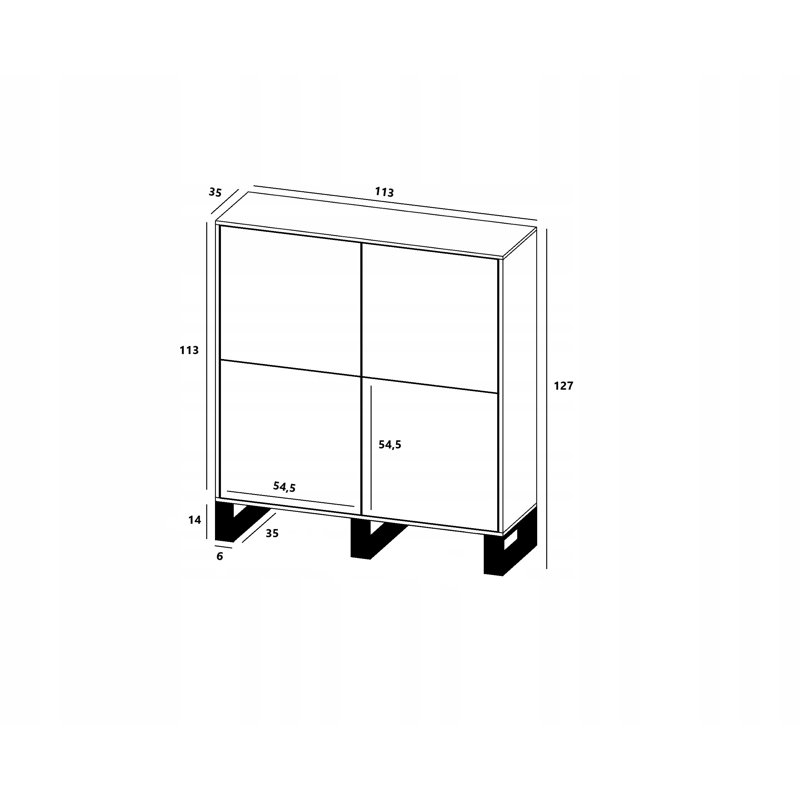 Hoskie 113cm W Chest, Oak Wotan/White