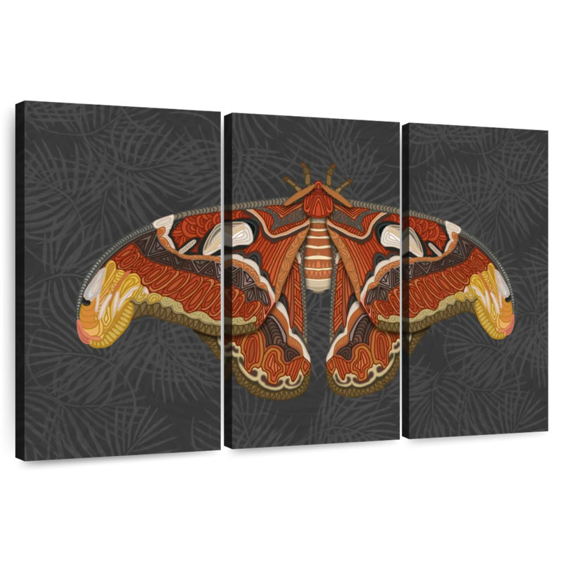 Brampt Atlas Moth Dark, 48" H x 74" W