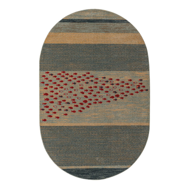 Abrigail Striped Indoor Rug, Oval 5' x 8'