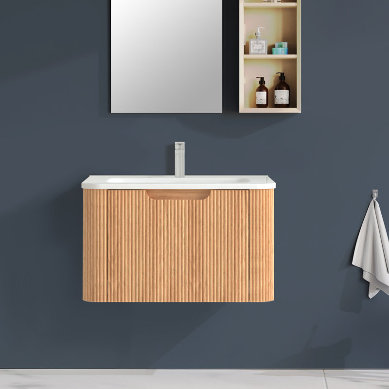 Meuble-lavabo mural avec lavabo, meuble-lavabo flottant moderne avec tiroirs, 24"