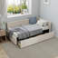 Modern Style L Shape Corner Bed, Linen Upholstered  Daybed  With Two Storage Drawers-1941418512