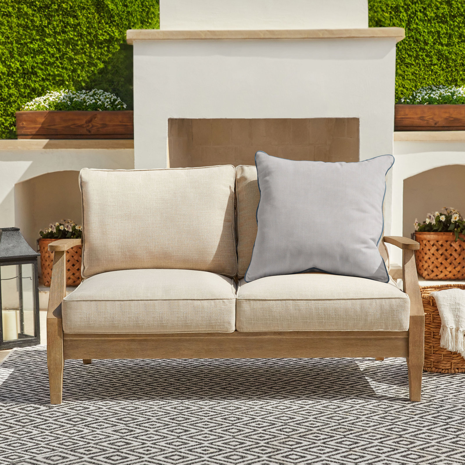 Rubina Sunbrella® Throw Pillow, 24" x 24", Gray