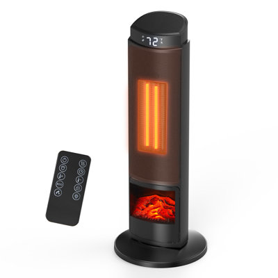 Chaufferette tour, radiateur à ventilateur d'intérieur, radiateur électrique compact 1500W avec télécommande