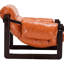 Chaise orange médiévale moderne avec surface hydrofuge, amovible, rembourrage en polypropylène, structure haute stabilité, housse de coussin en cuir ciré rétro à assemblage rapide, assemblage, superposition