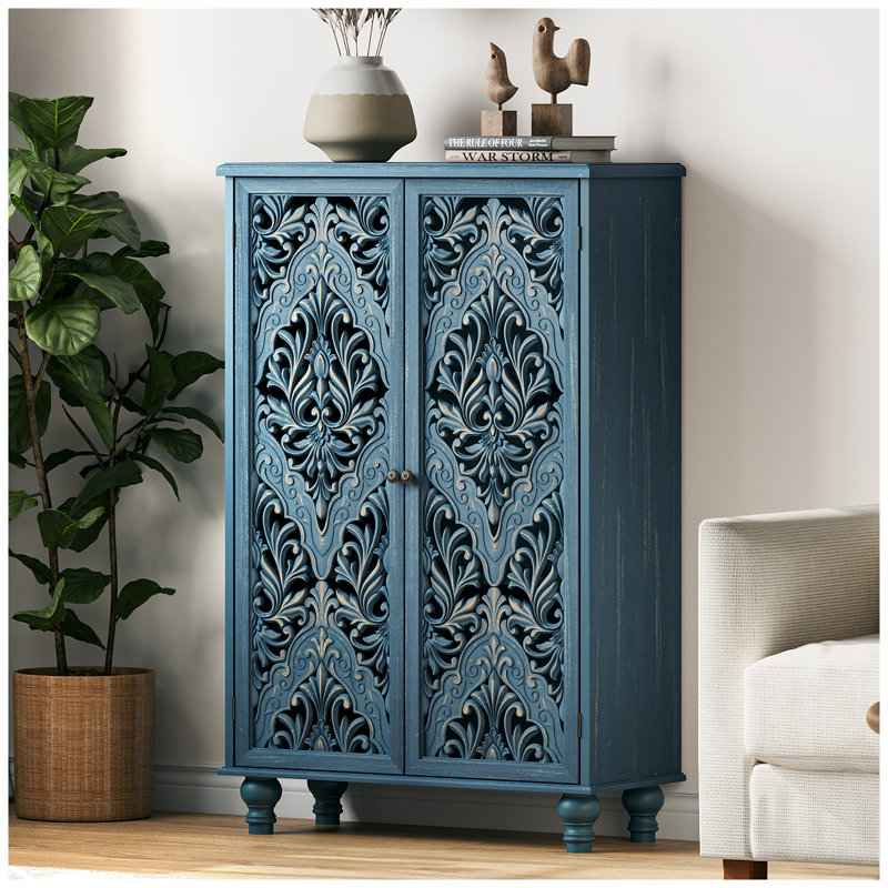 Tall Storage Cabinet,Accent Chest,Accent Cabinet with Doors,Sideboard Buffet with Shelves, Blue