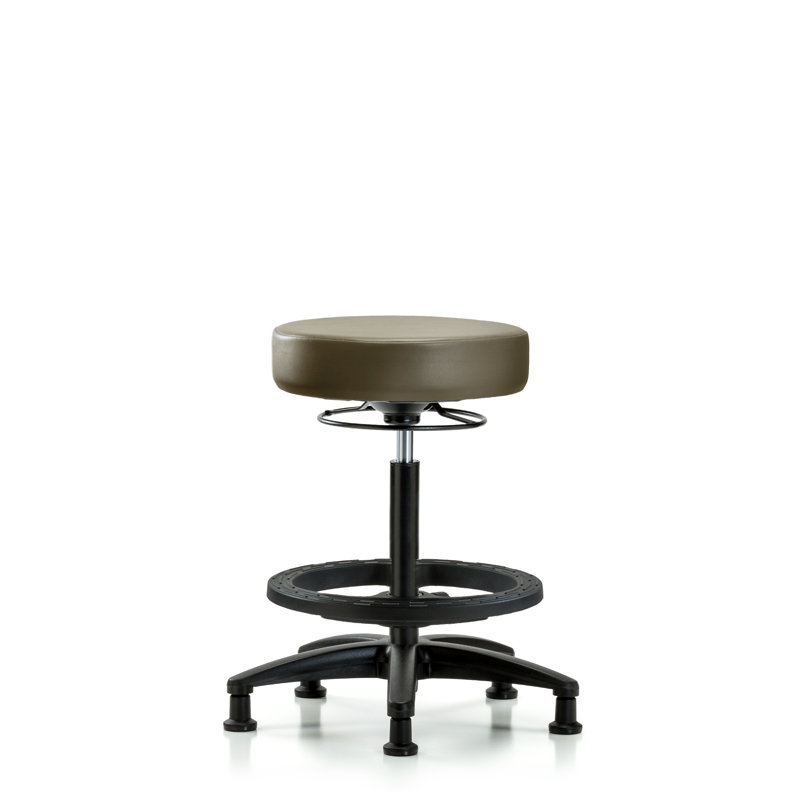 Holdina Adjustable Height Ergonomic Lab Stool with Footring, Taupe, 34.5"