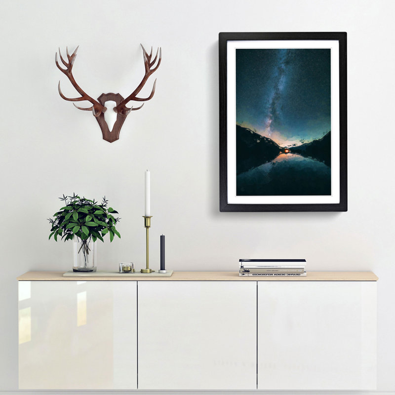 Milky Way Above a Lake in Italy in Abstract - Picture Frame Graphic Art Print, Black Framed, 36cm H x 27cm W x 2cm D