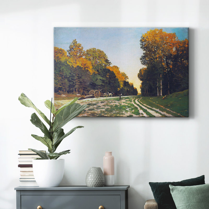 La route de Chailly à Fontainebleau par Monet-Gallery, toile tendue, H 12 po x l 18 po