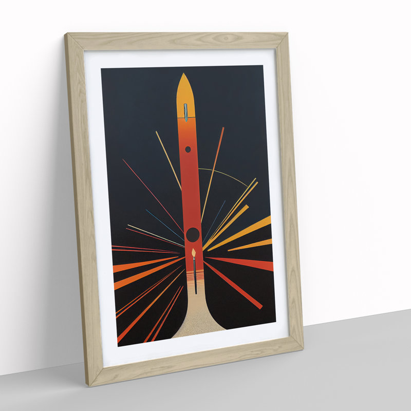 XV1022-751X Spaceship Art No.1 - Single Picture Frame Print, 64cm H x 46cm W x 2cm D, Oak