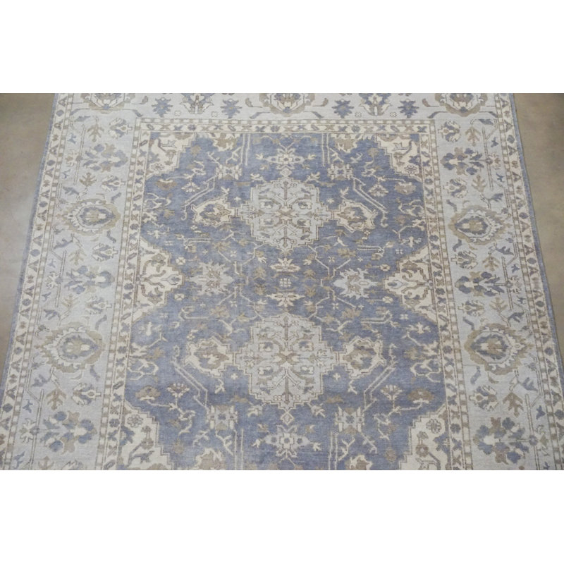 Tapis gris noué à la main 8 x 10 Oushak
