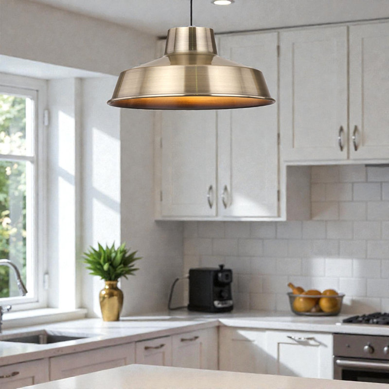 Pluto 12cm H Metal Bowl Pendant Shade ( Screw On ), Antique Brass