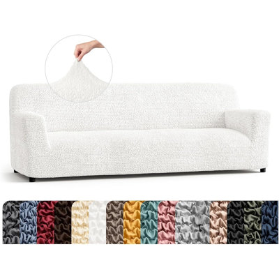 Housse extensible pour canapé - Housse de canapé élastique antidérapante 1 pièce pour canapés 3 places et 4 places, causeuse et fauteuil, housse de protection pour meubles lavable à la machine, blanc éclatant, convient à une largeur de 86 po à 120 po