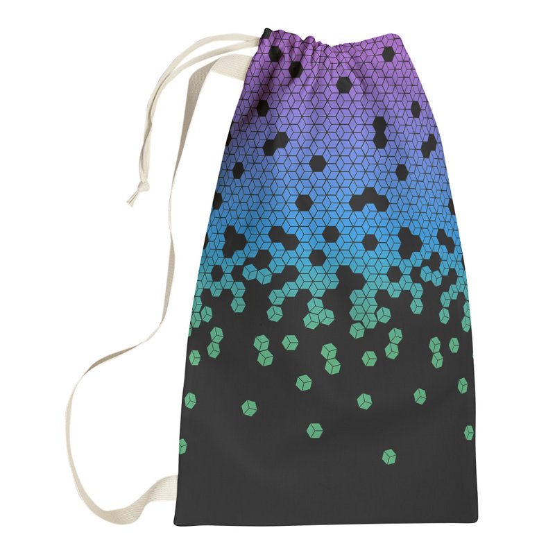 Leffel Fabric Laundry Bag with Handles, Large (76.5" H x 29.5" W x 1.5" D), Black/Blue