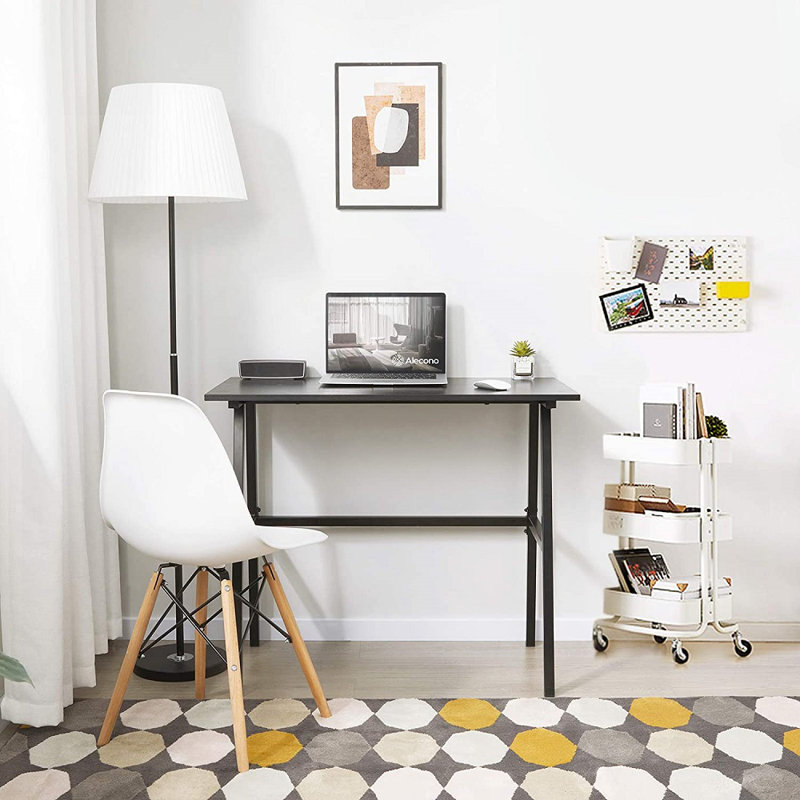 Morter Metal Base Writing Desk, Black