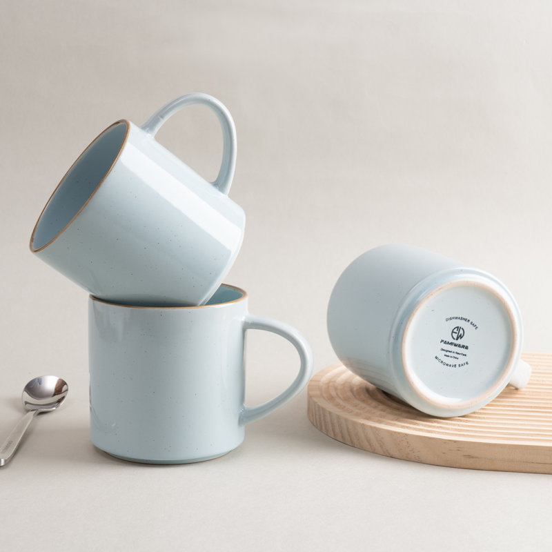  Ensemble de grandes tasses 4 pièces Nebula, Bleu clair avec bordure brune