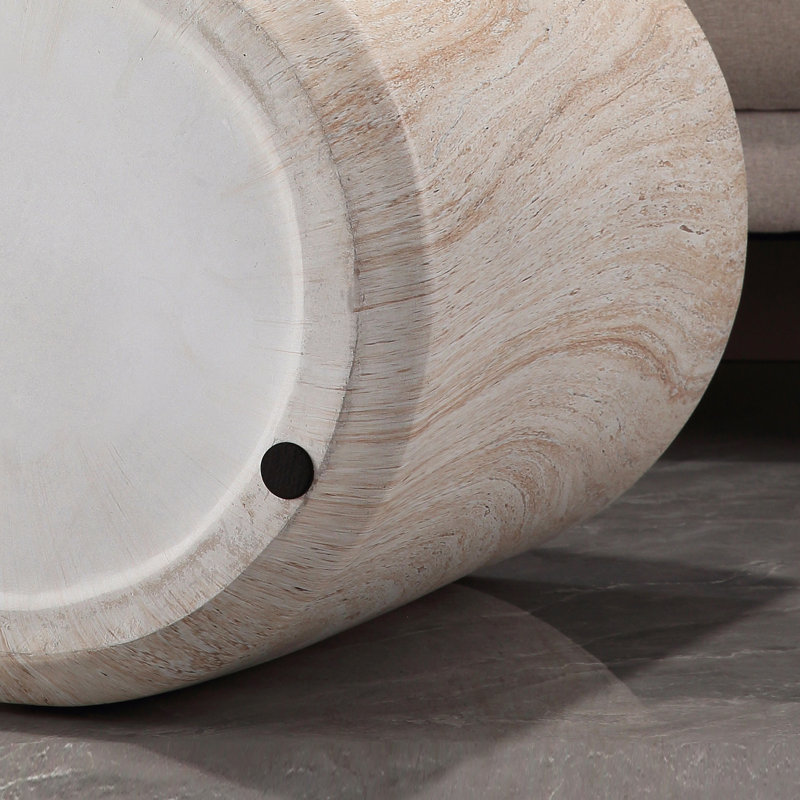Tall Round Coffee & Cocktail Tables, MgO Faux Travertine, Modern Home Patio Accent
