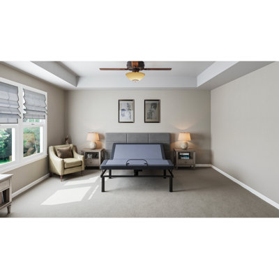 Base de lit simple TG réglable, position de la tête et du pied réglable, mémoire programmable, télécommande sans fil, capacité de 850 lb, ajustement de couleur bleu gris Os2 et sans fil, bleu