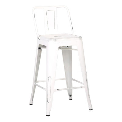 2 tabourets de bar rustiques avec dossier et 4 pieds